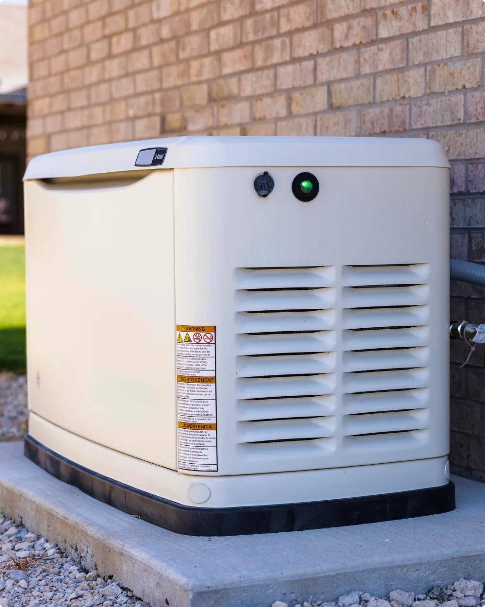 A backup generator installed in a residential home